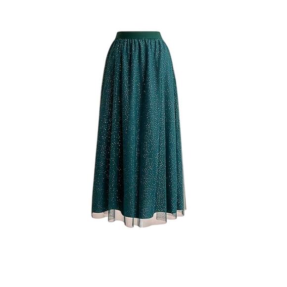 J.Crew Sparkle tulle midi skirt Emerald  NWT Medium - Picture 6 of 6